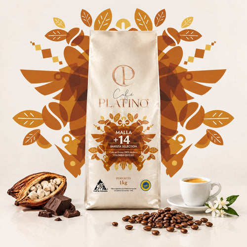 Café Platino Colombia Excelso malla +14 Barista Selection, café en grano 1 kg